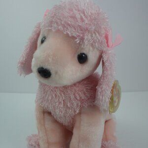 TY Beanie Buddy "Brigitte" the Pink Poodle, 11 inch Like New w Tag & Protector